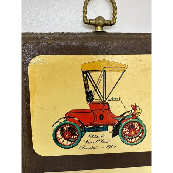 VTG 60s Antique Car Print Set-of-2 Wooden Wall Plaques Retro Nostalgic - Picture 7 of 10